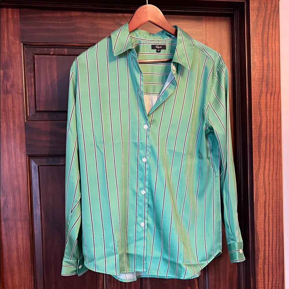 Rails Green Stripe Satin Shirt